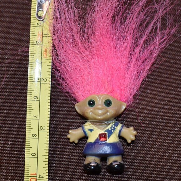 VINTAGE Treasure Mini Teenie Troll-Ace Novelty w/Belly Stone - Picture 3 of 3